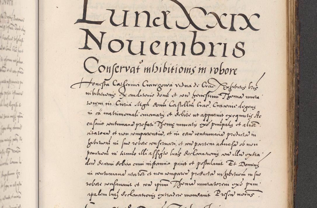 Zdjęcie nr 775 dla obiektu archiwalnego: Acta actorum causarum, sentenciarum diffinitivarum quam interloquutiorum, decretorum, obligationum, quietationum et constitutionum procuratorum coram reverndo domino Petri Porembski preposito Ossviencimensi, canonico et officiali Cracoviensi generali ad annum Dimini 1556, inditione quatuor decima, pontificatus sanctissimi in Christo patris domini Pauli divina providencia pape IIII anno ispius.