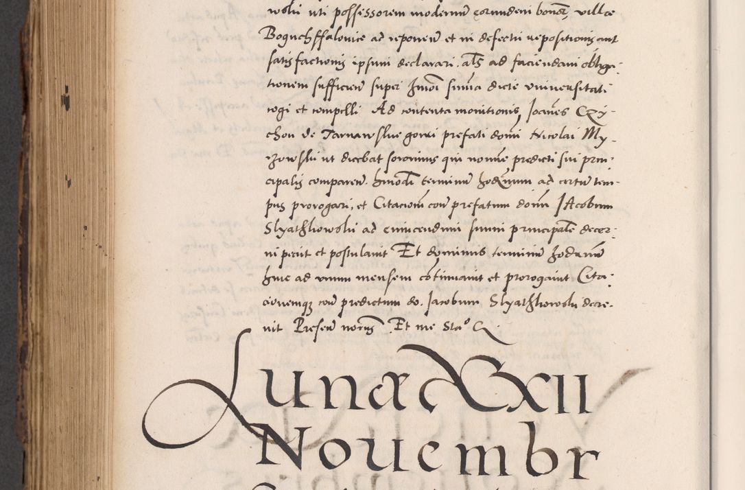 Zdjęcie nr 758 dla obiektu archiwalnego: Acta actorum causarum, sentenciarum diffinitivarum quam interloquutiorum, decretorum, obligationum, quietationum et constitutionum procuratorum coram reverndo domino Petri Porembski preposito Ossviencimensi, canonico et officiali Cracoviensi generali ad annum Dimini 1556, inditione quatuor decima, pontificatus sanctissimi in Christo patris domini Pauli divina providencia pape IIII anno ispius.