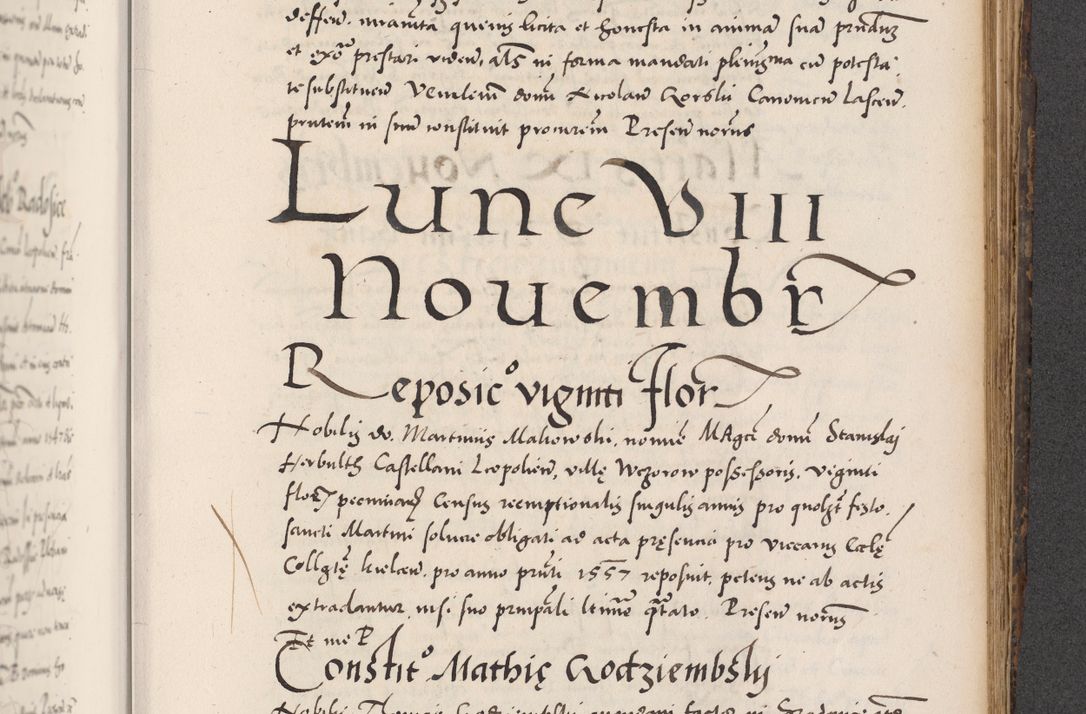 Zdjęcie nr 747 dla obiektu archiwalnego: Acta actorum causarum, sentenciarum diffinitivarum quam interloquutiorum, decretorum, obligationum, quietationum et constitutionum procuratorum coram reverndo domino Petri Porembski preposito Ossviencimensi, canonico et officiali Cracoviensi generali ad annum Dimini 1556, inditione quatuor decima, pontificatus sanctissimi in Christo patris domini Pauli divina providencia pape IIII anno ispius.