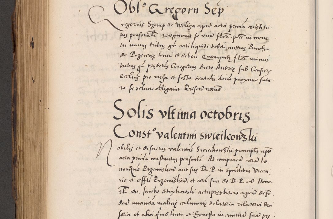 Zdjęcie nr 738 dla obiektu archiwalnego: Acta actorum causarum, sentenciarum diffinitivarum quam interloquutiorum, decretorum, obligationum, quietationum et constitutionum procuratorum coram reverndo domino Petri Porembski preposito Ossviencimensi, canonico et officiali Cracoviensi generali ad annum Dimini 1556, inditione quatuor decima, pontificatus sanctissimi in Christo patris domini Pauli divina providencia pape IIII anno ispius.