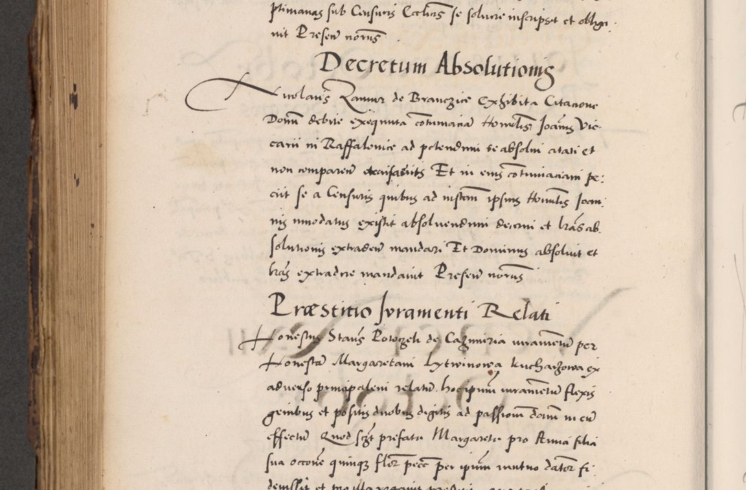 Zdjęcie nr 730 dla obiektu archiwalnego: Acta actorum causarum, sentenciarum diffinitivarum quam interloquutiorum, decretorum, obligationum, quietationum et constitutionum procuratorum coram reverndo domino Petri Porembski preposito Ossviencimensi, canonico et officiali Cracoviensi generali ad annum Dimini 1556, inditione quatuor decima, pontificatus sanctissimi in Christo patris domini Pauli divina providencia pape IIII anno ispius.