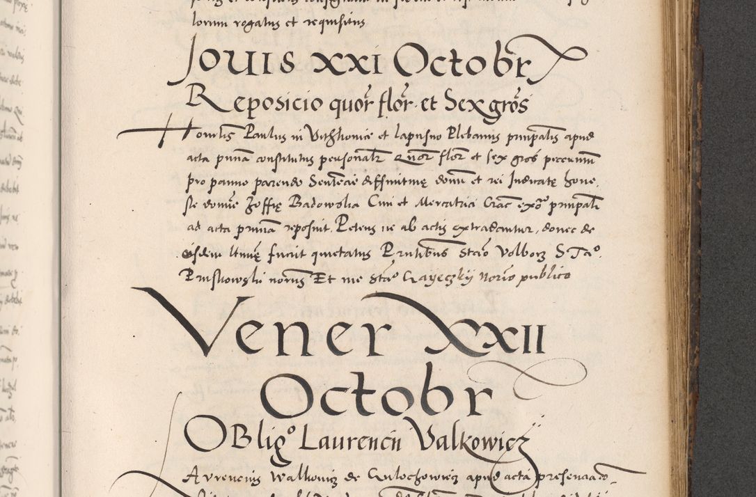 Zdjęcie nr 729 dla obiektu archiwalnego: Acta actorum causarum, sentenciarum diffinitivarum quam interloquutiorum, decretorum, obligationum, quietationum et constitutionum procuratorum coram reverndo domino Petri Porembski preposito Ossviencimensi, canonico et officiali Cracoviensi generali ad annum Dimini 1556, inditione quatuor decima, pontificatus sanctissimi in Christo patris domini Pauli divina providencia pape IIII anno ispius.