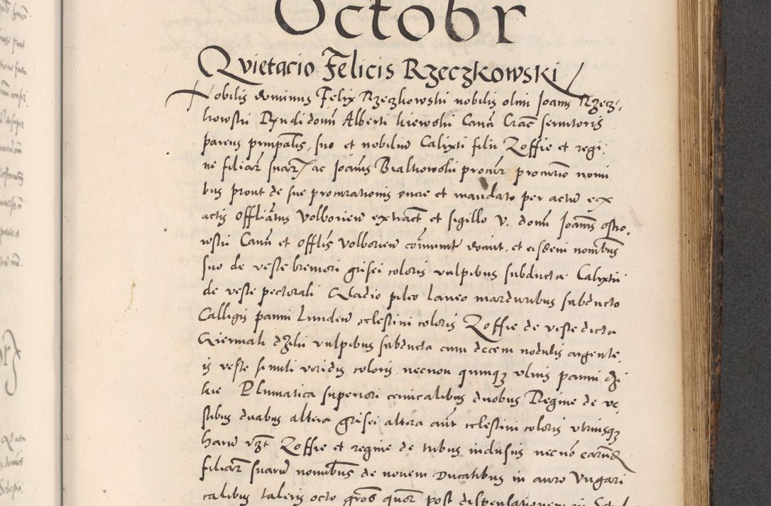 Zdjęcie nr 703 dla obiektu archiwalnego: Acta actorum causarum, sentenciarum diffinitivarum quam interloquutiorum, decretorum, obligationum, quietationum et constitutionum procuratorum coram reverndo domino Petri Porembski preposito Ossviencimensi, canonico et officiali Cracoviensi generali ad annum Dimini 1556, inditione quatuor decima, pontificatus sanctissimi in Christo patris domini Pauli divina providencia pape IIII anno ispius.