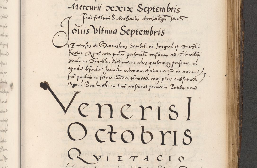 Zdjęcie nr 693 dla obiektu archiwalnego: Acta actorum causarum, sentenciarum diffinitivarum quam interloquutiorum, decretorum, obligationum, quietationum et constitutionum procuratorum coram reverndo domino Petri Porembski preposito Ossviencimensi, canonico et officiali Cracoviensi generali ad annum Dimini 1556, inditione quatuor decima, pontificatus sanctissimi in Christo patris domini Pauli divina providencia pape IIII anno ispius.