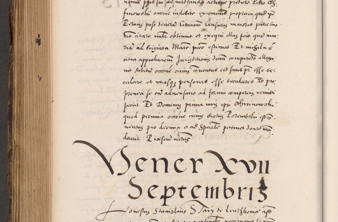 Zdjęcie nr 680 dla obiektu archiwalnego: Acta actorum causarum, sentenciarum diffinitivarum quam interloquutiorum, decretorum, obligationum, quietationum et constitutionum procuratorum coram reverndo domino Petri Porembski preposito Ossviencimensi, canonico et officiali Cracoviensi generali ad annum Dimini 1556, inditione quatuor decima, pontificatus sanctissimi in Christo patris domini Pauli divina providencia pape IIII anno ispius.
