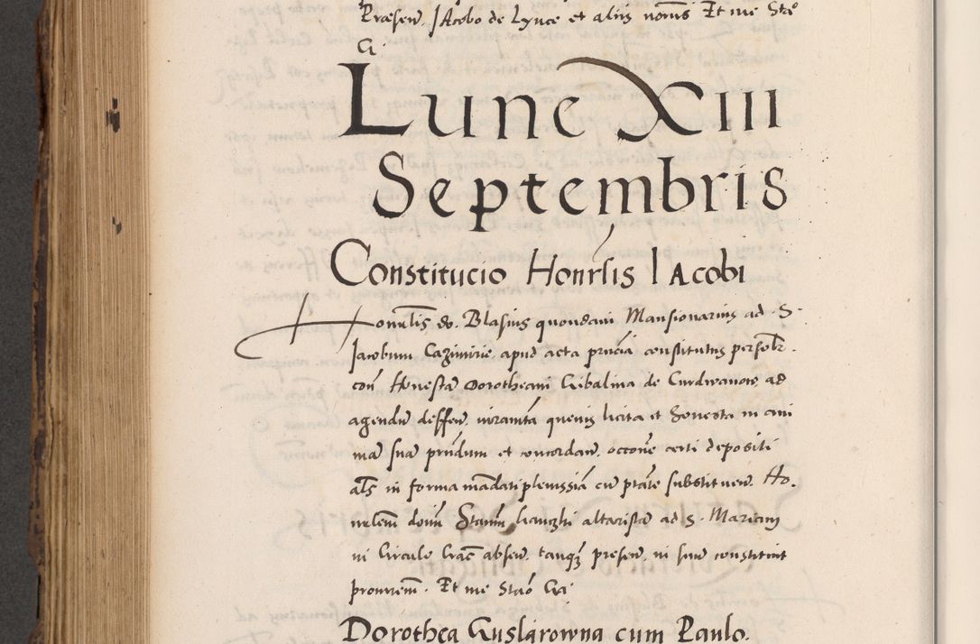 Zdjęcie nr 678 dla obiektu archiwalnego: Acta actorum causarum, sentenciarum diffinitivarum quam interloquutiorum, decretorum, obligationum, quietationum et constitutionum procuratorum coram reverndo domino Petri Porembski preposito Ossviencimensi, canonico et officiali Cracoviensi generali ad annum Dimini 1556, inditione quatuor decima, pontificatus sanctissimi in Christo patris domini Pauli divina providencia pape IIII anno ispius.