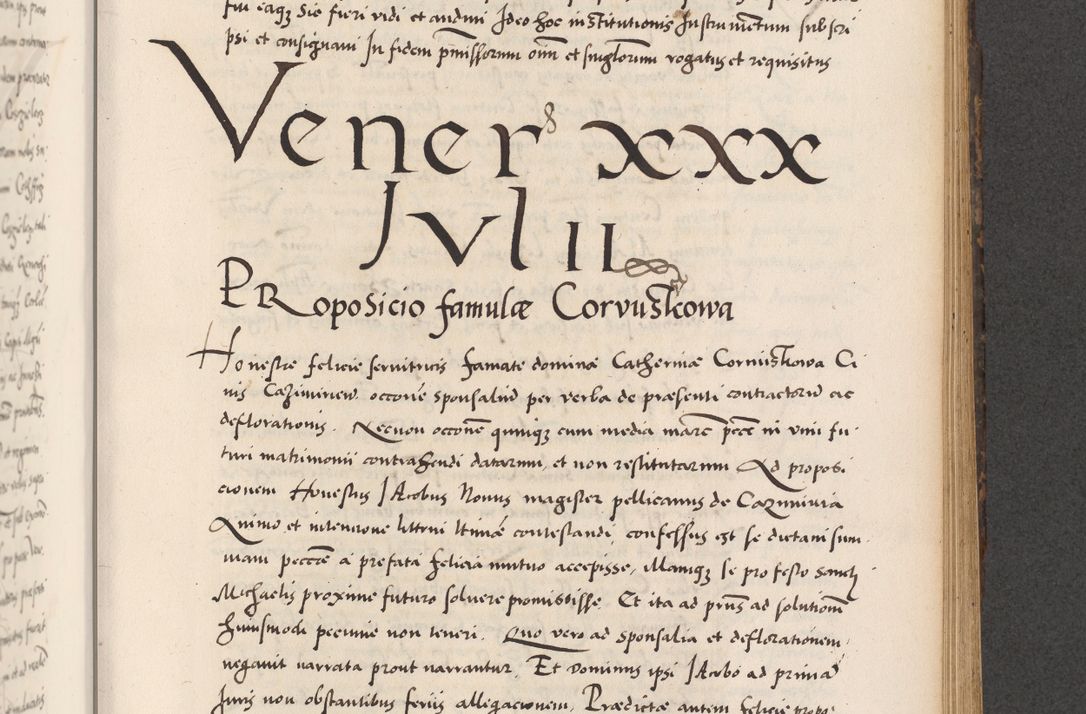 Zdjęcie nr 647 dla obiektu archiwalnego: Acta actorum causarum, sentenciarum diffinitivarum quam interloquutiorum, decretorum, obligationum, quietationum et constitutionum procuratorum coram reverndo domino Petri Porembski preposito Ossviencimensi, canonico et officiali Cracoviensi generali ad annum Dimini 1556, inditione quatuor decima, pontificatus sanctissimi in Christo patris domini Pauli divina providencia pape IIII anno ispius.