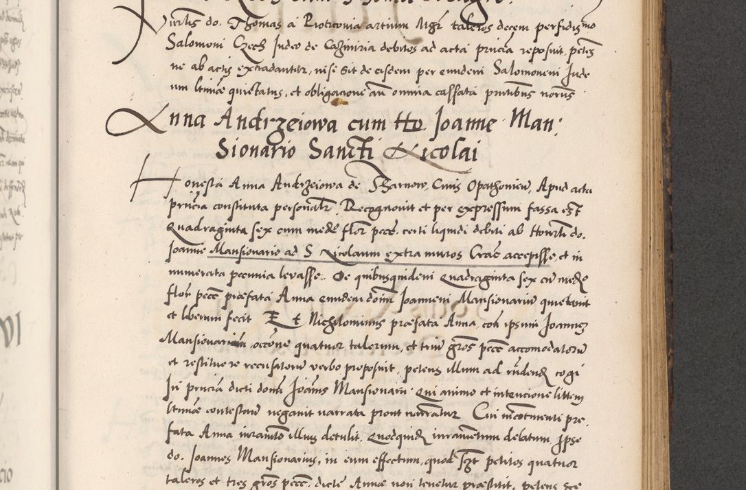 Zdjęcie nr 637 dla obiektu archiwalnego: Acta actorum causarum, sentenciarum diffinitivarum quam interloquutiorum, decretorum, obligationum, quietationum et constitutionum procuratorum coram reverndo domino Petri Porembski preposito Ossviencimensi, canonico et officiali Cracoviensi generali ad annum Dimini 1556, inditione quatuor decima, pontificatus sanctissimi in Christo patris domini Pauli divina providencia pape IIII anno ispius.