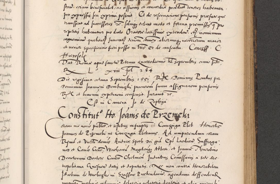 Zdjęcie nr 611 dla obiektu archiwalnego: Acta actorum causarum, sentenciarum diffinitivarum quam interloquutiorum, decretorum, obligationum, quietationum et constitutionum procuratorum coram reverndo domino Petri Porembski preposito Ossviencimensi, canonico et officiali Cracoviensi generali ad annum Dimini 1556, inditione quatuor decima, pontificatus sanctissimi in Christo patris domini Pauli divina providencia pape IIII anno ispius.