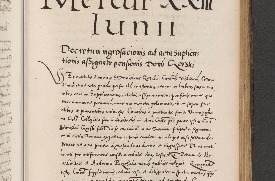 Zdjęcie nr 609 dla obiektu archiwalnego: Acta actorum causarum, sentenciarum diffinitivarum quam interloquutiorum, decretorum, obligationum, quietationum et constitutionum procuratorum coram reverndo domino Petri Porembski preposito Ossviencimensi, canonico et officiali Cracoviensi generali ad annum Dimini 1556, inditione quatuor decima, pontificatus sanctissimi in Christo patris domini Pauli divina providencia pape IIII anno ispius.