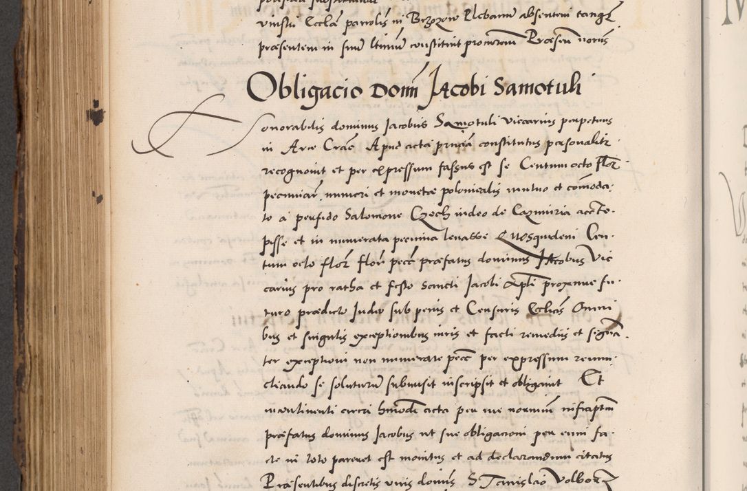 Zdjęcie nr 608 dla obiektu archiwalnego: Acta actorum causarum, sentenciarum diffinitivarum quam interloquutiorum, decretorum, obligationum, quietationum et constitutionum procuratorum coram reverndo domino Petri Porembski preposito Ossviencimensi, canonico et officiali Cracoviensi generali ad annum Dimini 1556, inditione quatuor decima, pontificatus sanctissimi in Christo patris domini Pauli divina providencia pape IIII anno ispius.