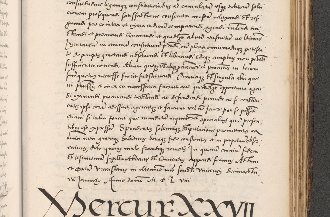 Zdjęcie nr 953 dla obiektu archiwalnego: Acta actorum causarum, sentenciarum diffinitivarum quam interloquutiorum, decretorum, obligationum, quietationum et constitutionum procuratorum coram reverndo domino Petri Porembski preposito Ossviencimensi, canonico et officiali Cracoviensi generali ad annum Dimini 1556, inditione quatuor decima, pontificatus sanctissimi in Christo patris domini Pauli divina providencia pape IIII anno ispius.