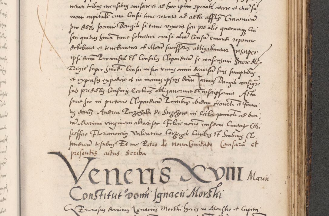 Zdjęcie nr 907 dla obiektu archiwalnego: Acta actorum causarum, sentenciarum diffinitivarum quam interloquutiorum, decretorum, obligationum, quietationum et constitutionum procuratorum coram reverndo domino Petri Porembski preposito Ossviencimensi, canonico et officiali Cracoviensi generali ad annum Dimini 1556, inditione quatuor decima, pontificatus sanctissimi in Christo patris domini Pauli divina providencia pape IIII anno ispius.