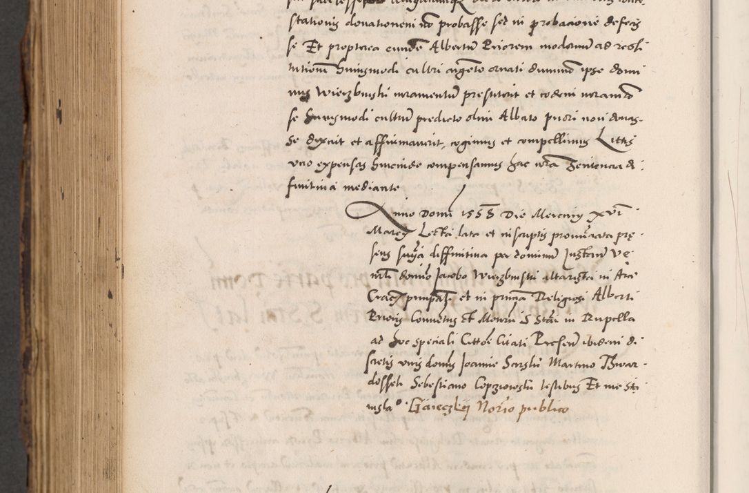 Zdjęcie nr 904 dla obiektu archiwalnego: Acta actorum causarum, sentenciarum diffinitivarum quam interloquutiorum, decretorum, obligationum, quietationum et constitutionum procuratorum coram reverndo domino Petri Porembski preposito Ossviencimensi, canonico et officiali Cracoviensi generali ad annum Dimini 1556, inditione quatuor decima, pontificatus sanctissimi in Christo patris domini Pauli divina providencia pape IIII anno ispius.