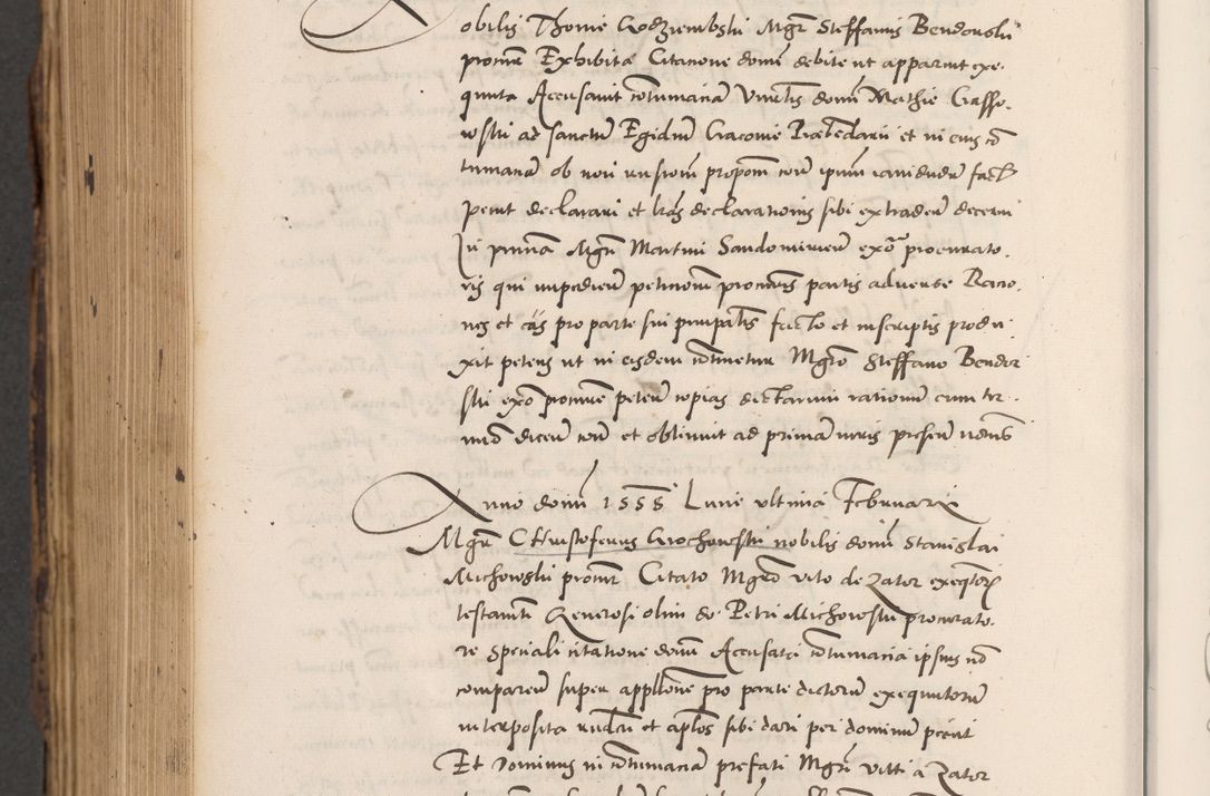 Zdjęcie nr 894 dla obiektu archiwalnego: Acta actorum causarum, sentenciarum diffinitivarum quam interloquutiorum, decretorum, obligationum, quietationum et constitutionum procuratorum coram reverndo domino Petri Porembski preposito Ossviencimensi, canonico et officiali Cracoviensi generali ad annum Dimini 1556, inditione quatuor decima, pontificatus sanctissimi in Christo patris domini Pauli divina providencia pape IIII anno ispius.