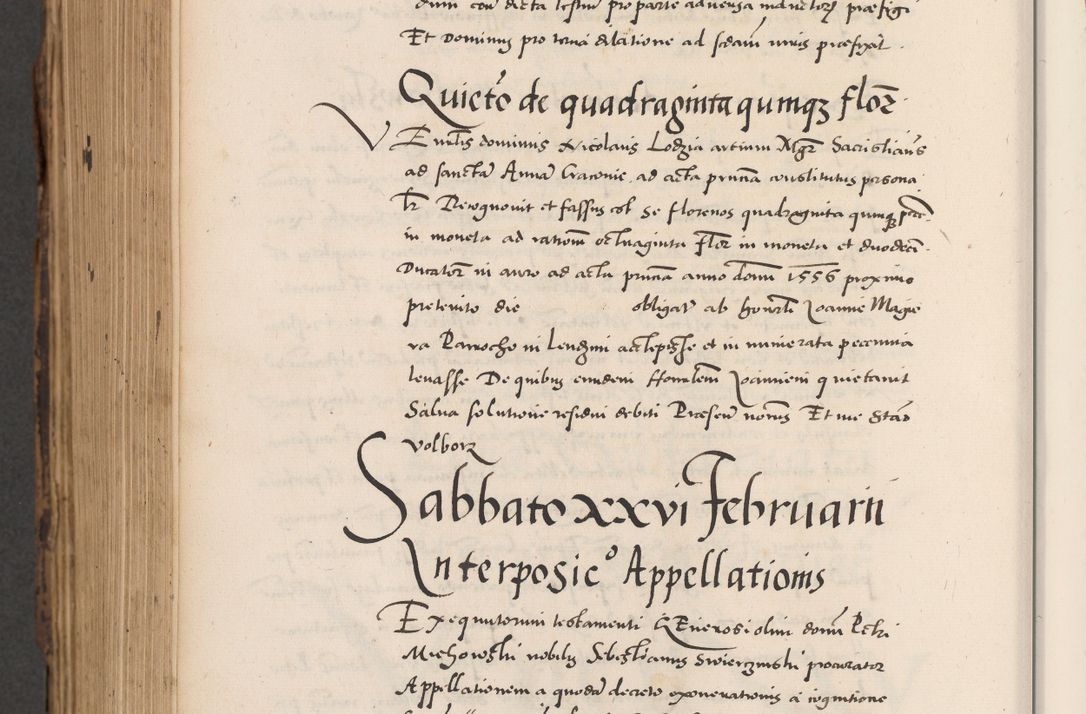 Zdjęcie nr 870 dla obiektu archiwalnego: Acta actorum causarum, sentenciarum diffinitivarum quam interloquutiorum, decretorum, obligationum, quietationum et constitutionum procuratorum coram reverndo domino Petri Porembski preposito Ossviencimensi, canonico et officiali Cracoviensi generali ad annum Dimini 1556, inditione quatuor decima, pontificatus sanctissimi in Christo patris domini Pauli divina providencia pape IIII anno ispius.