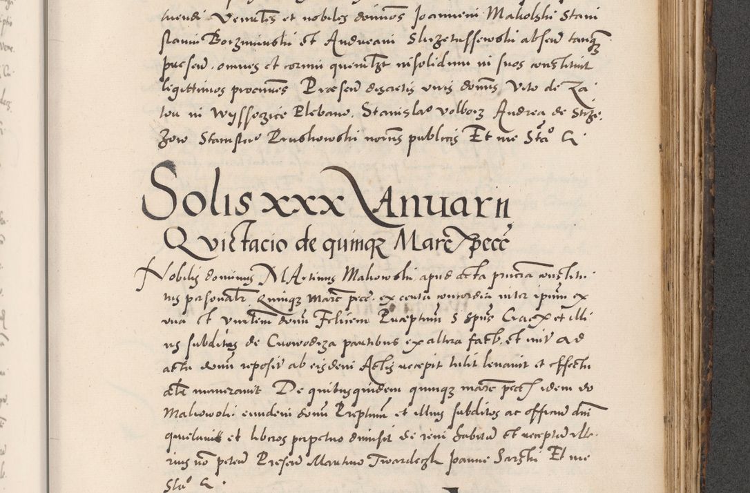 Zdjęcie nr 835 dla obiektu archiwalnego: Acta actorum causarum, sentenciarum diffinitivarum quam interloquutiorum, decretorum, obligationum, quietationum et constitutionum procuratorum coram reverndo domino Petri Porembski preposito Ossviencimensi, canonico et officiali Cracoviensi generali ad annum Dimini 1556, inditione quatuor decima, pontificatus sanctissimi in Christo patris domini Pauli divina providencia pape IIII anno ispius.