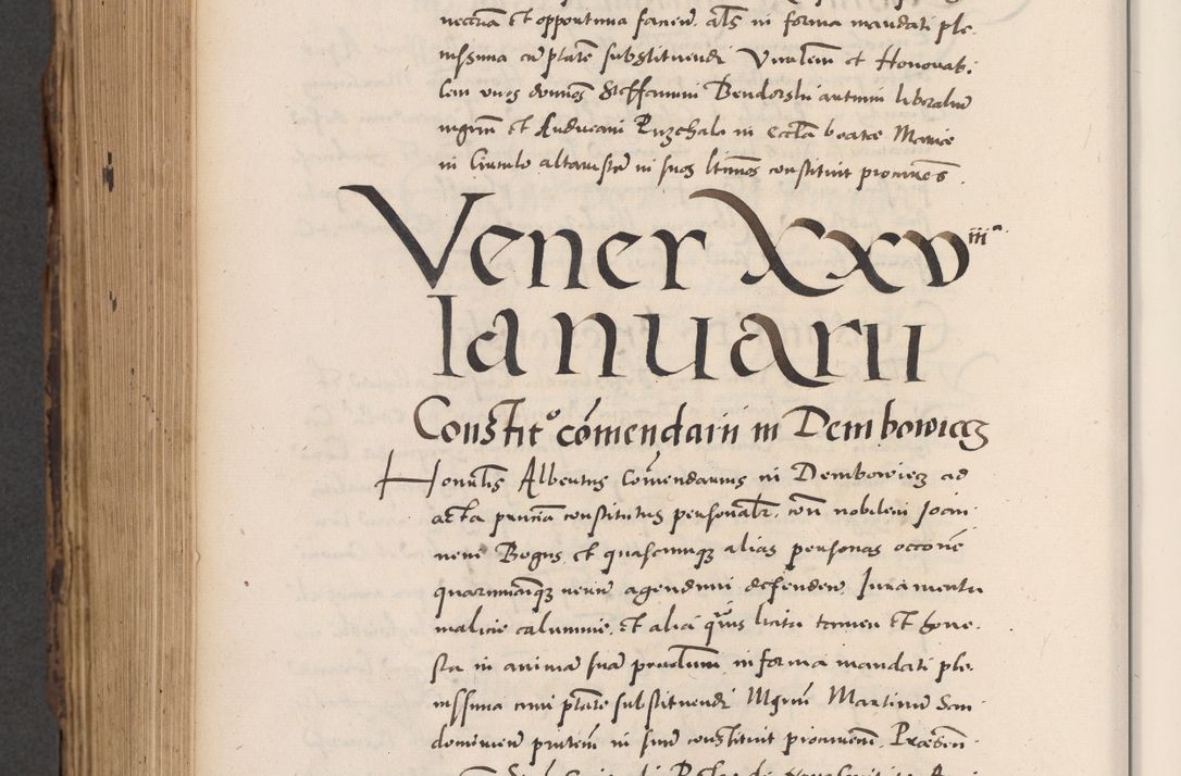 Zdjęcie nr 830 dla obiektu archiwalnego: Acta actorum causarum, sentenciarum diffinitivarum quam interloquutiorum, decretorum, obligationum, quietationum et constitutionum procuratorum coram reverndo domino Petri Porembski preposito Ossviencimensi, canonico et officiali Cracoviensi generali ad annum Dimini 1556, inditione quatuor decima, pontificatus sanctissimi in Christo patris domini Pauli divina providencia pape IIII anno ispius.