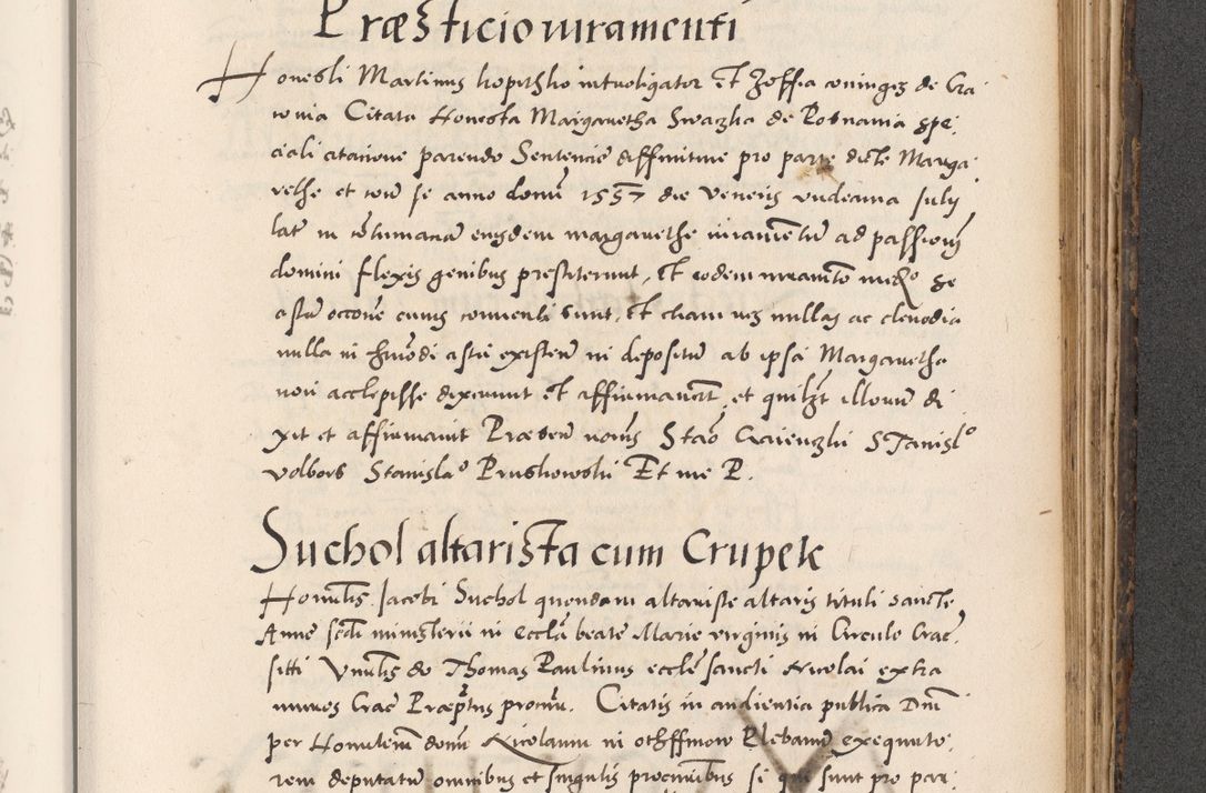 Zdjęcie nr 825 dla obiektu archiwalnego: Acta actorum causarum, sentenciarum diffinitivarum quam interloquutiorum, decretorum, obligationum, quietationum et constitutionum procuratorum coram reverndo domino Petri Porembski preposito Ossviencimensi, canonico et officiali Cracoviensi generali ad annum Dimini 1556, inditione quatuor decima, pontificatus sanctissimi in Christo patris domini Pauli divina providencia pape IIII anno ispius.