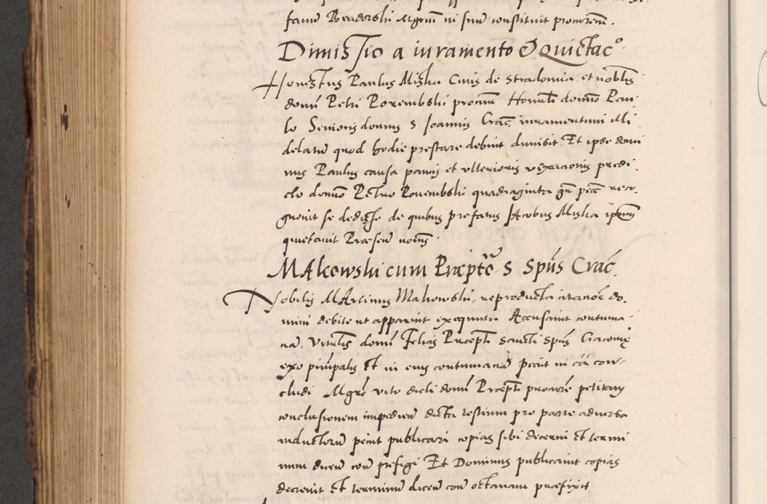 Zdjęcie nr 822 dla obiektu archiwalnego: Acta actorum causarum, sentenciarum diffinitivarum quam interloquutiorum, decretorum, obligationum, quietationum et constitutionum procuratorum coram reverndo domino Petri Porembski preposito Ossviencimensi, canonico et officiali Cracoviensi generali ad annum Dimini 1556, inditione quatuor decima, pontificatus sanctissimi in Christo patris domini Pauli divina providencia pape IIII anno ispius.