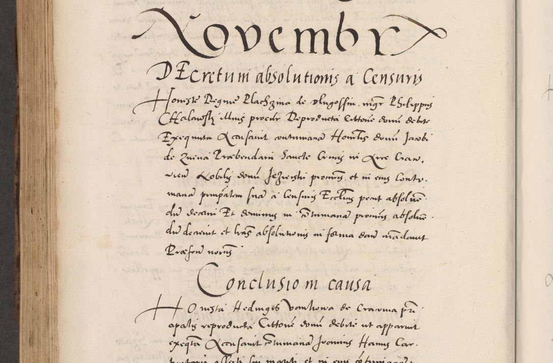 Zdjęcie nr 1138 dla obiektu archiwalnego: Acta actorum causarum, sentenciarum diffinitivarum quam interloquutiorum, decretorum, obligationum, quietationum et constitutionum procuratorum coram reverndo domino Petri Porembski preposito Ossviencimensi, canonico et officiali Cracoviensi generali ad annum Dimini 1556, inditione quatuor decima, pontificatus sanctissimi in Christo patris domini Pauli divina providencia pape IIII anno ispius.