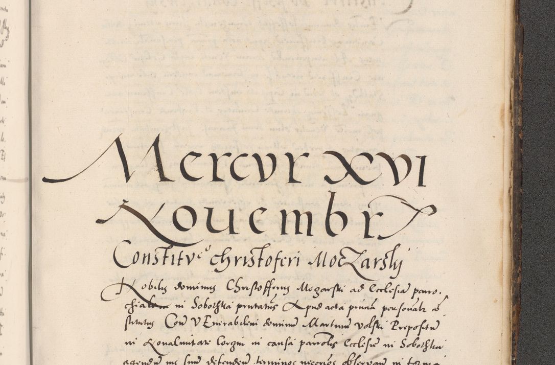 Zdjęcie nr 1135 dla obiektu archiwalnego: Acta actorum causarum, sentenciarum diffinitivarum quam interloquutiorum, decretorum, obligationum, quietationum et constitutionum procuratorum coram reverndo domino Petri Porembski preposito Ossviencimensi, canonico et officiali Cracoviensi generali ad annum Dimini 1556, inditione quatuor decima, pontificatus sanctissimi in Christo patris domini Pauli divina providencia pape IIII anno ispius.