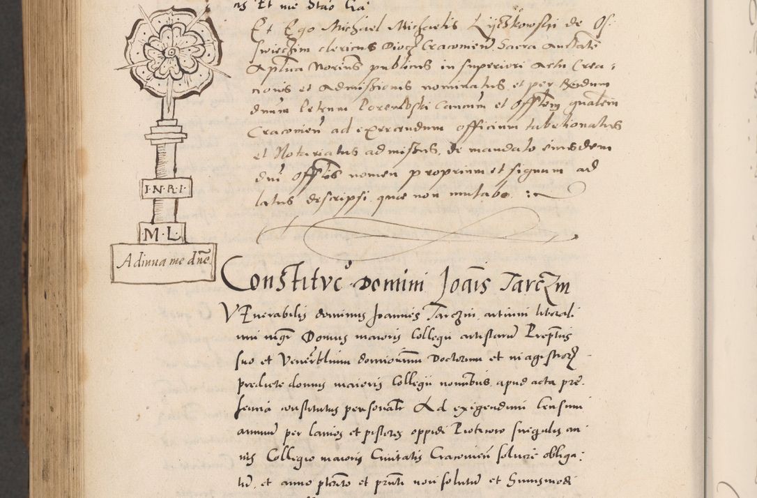 Zdjęcie nr 1128 dla obiektu archiwalnego: Acta actorum causarum, sentenciarum diffinitivarum quam interloquutiorum, decretorum, obligationum, quietationum et constitutionum procuratorum coram reverndo domino Petri Porembski preposito Ossviencimensi, canonico et officiali Cracoviensi generali ad annum Dimini 1556, inditione quatuor decima, pontificatus sanctissimi in Christo patris domini Pauli divina providencia pape IIII anno ispius.