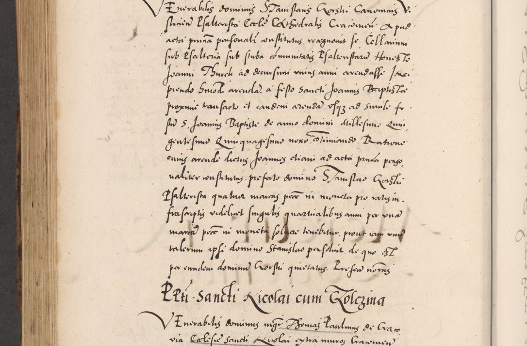 Zdjęcie nr 1124 dla obiektu archiwalnego: Acta actorum causarum, sentenciarum diffinitivarum quam interloquutiorum, decretorum, obligationum, quietationum et constitutionum procuratorum coram reverndo domino Petri Porembski preposito Ossviencimensi, canonico et officiali Cracoviensi generali ad annum Dimini 1556, inditione quatuor decima, pontificatus sanctissimi in Christo patris domini Pauli divina providencia pape IIII anno ispius.