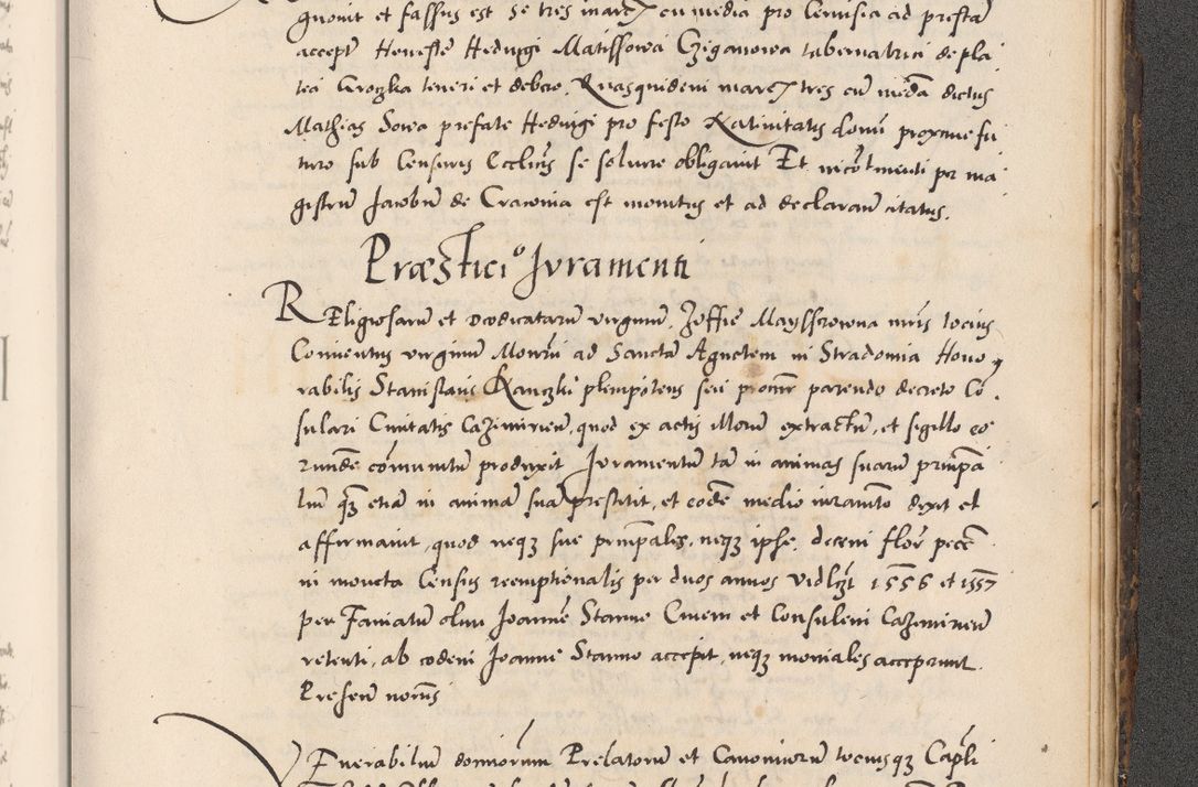 Zdjęcie nr 1113 dla obiektu archiwalnego: Acta actorum causarum, sentenciarum diffinitivarum quam interloquutiorum, decretorum, obligationum, quietationum et constitutionum procuratorum coram reverndo domino Petri Porembski preposito Ossviencimensi, canonico et officiali Cracoviensi generali ad annum Dimini 1556, inditione quatuor decima, pontificatus sanctissimi in Christo patris domini Pauli divina providencia pape IIII anno ispius.