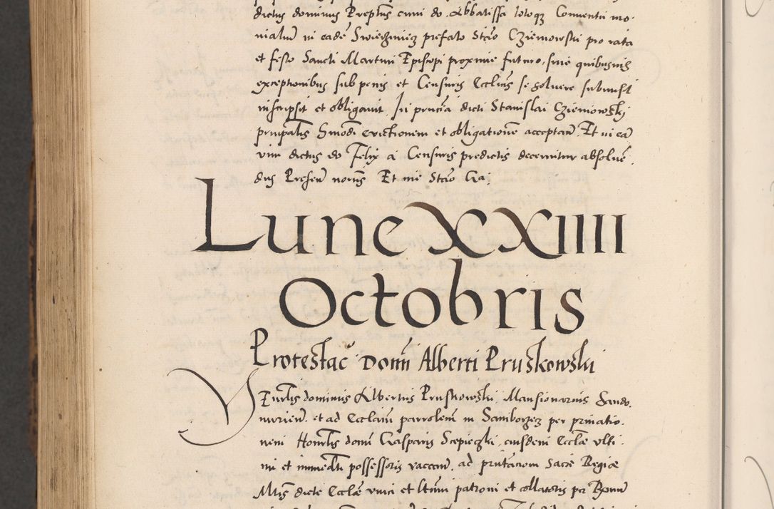 Zdjęcie nr 1112 dla obiektu archiwalnego: Acta actorum causarum, sentenciarum diffinitivarum quam interloquutiorum, decretorum, obligationum, quietationum et constitutionum procuratorum coram reverndo domino Petri Porembski preposito Ossviencimensi, canonico et officiali Cracoviensi generali ad annum Dimini 1556, inditione quatuor decima, pontificatus sanctissimi in Christo patris domini Pauli divina providencia pape IIII anno ispius.