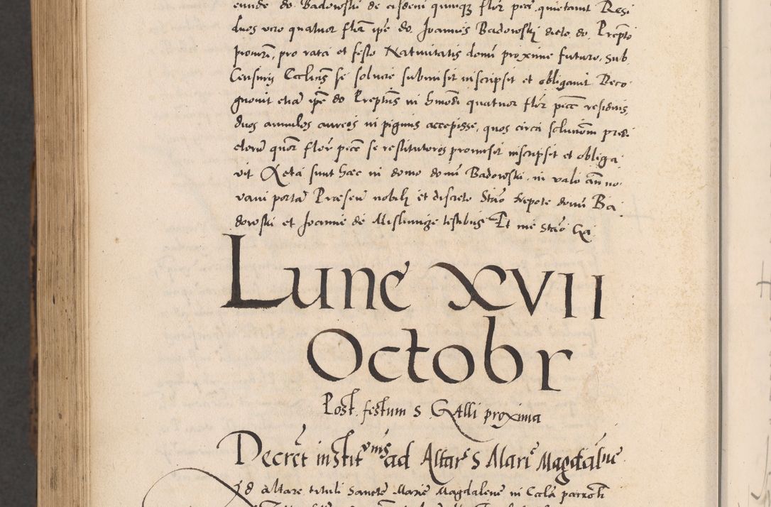 Zdjęcie nr 1104 dla obiektu archiwalnego: Acta actorum causarum, sentenciarum diffinitivarum quam interloquutiorum, decretorum, obligationum, quietationum et constitutionum procuratorum coram reverndo domino Petri Porembski preposito Ossviencimensi, canonico et officiali Cracoviensi generali ad annum Dimini 1556, inditione quatuor decima, pontificatus sanctissimi in Christo patris domini Pauli divina providencia pape IIII anno ispius.