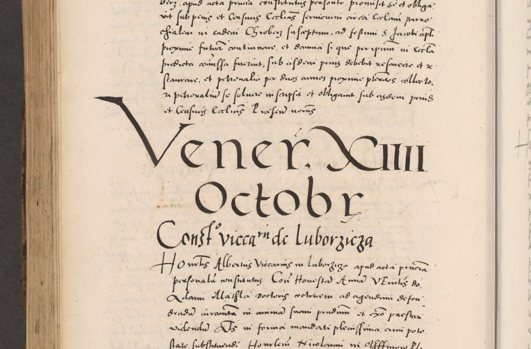 Zdjęcie nr 1102 dla obiektu archiwalnego: Acta actorum causarum, sentenciarum diffinitivarum quam interloquutiorum, decretorum, obligationum, quietationum et constitutionum procuratorum coram reverndo domino Petri Porembski preposito Ossviencimensi, canonico et officiali Cracoviensi generali ad annum Dimini 1556, inditione quatuor decima, pontificatus sanctissimi in Christo patris domini Pauli divina providencia pape IIII anno ispius.