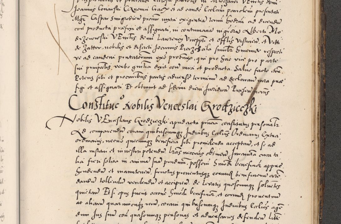 Zdjęcie nr 1101 dla obiektu archiwalnego: Acta actorum causarum, sentenciarum diffinitivarum quam interloquutiorum, decretorum, obligationum, quietationum et constitutionum procuratorum coram reverndo domino Petri Porembski preposito Ossviencimensi, canonico et officiali Cracoviensi generali ad annum Dimini 1556, inditione quatuor decima, pontificatus sanctissimi in Christo patris domini Pauli divina providencia pape IIII anno ispius.