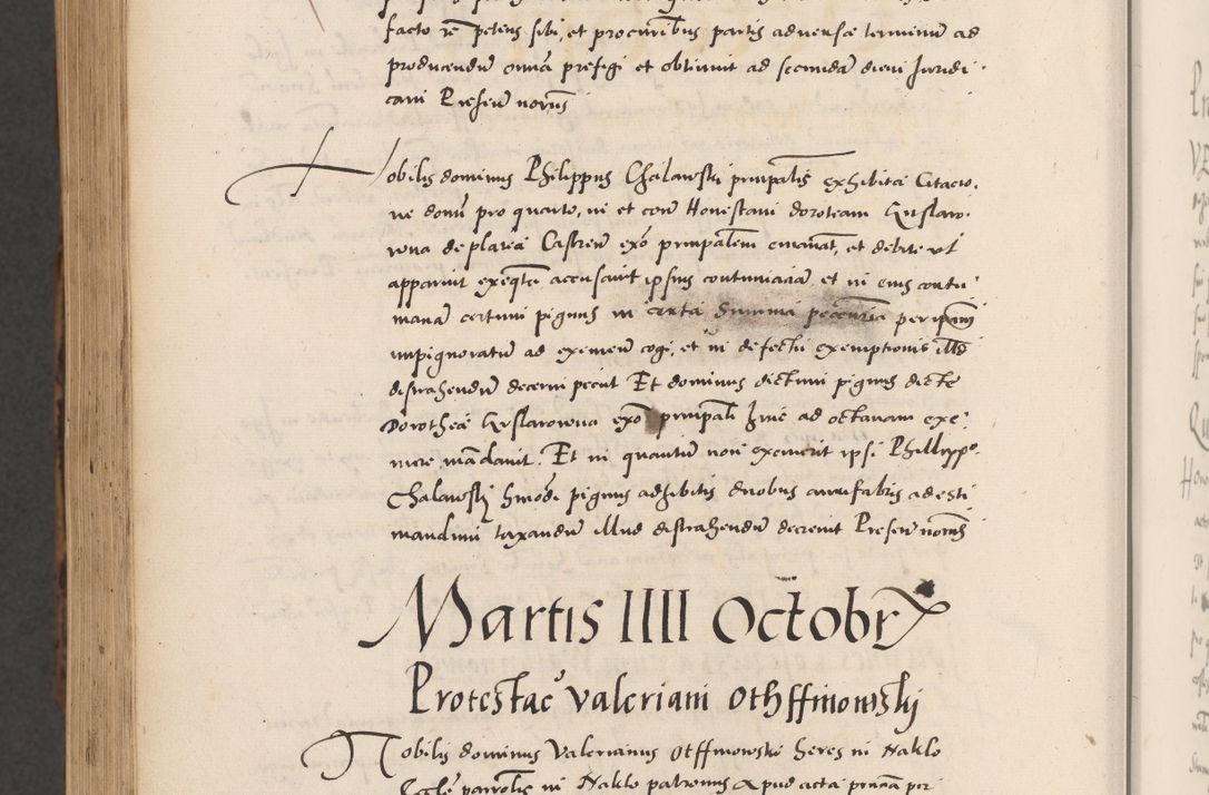 Zdjęcie nr 1086 dla obiektu archiwalnego: Acta actorum causarum, sentenciarum diffinitivarum quam interloquutiorum, decretorum, obligationum, quietationum et constitutionum procuratorum coram reverndo domino Petri Porembski preposito Ossviencimensi, canonico et officiali Cracoviensi generali ad annum Dimini 1556, inditione quatuor decima, pontificatus sanctissimi in Christo patris domini Pauli divina providencia pape IIII anno ispius.