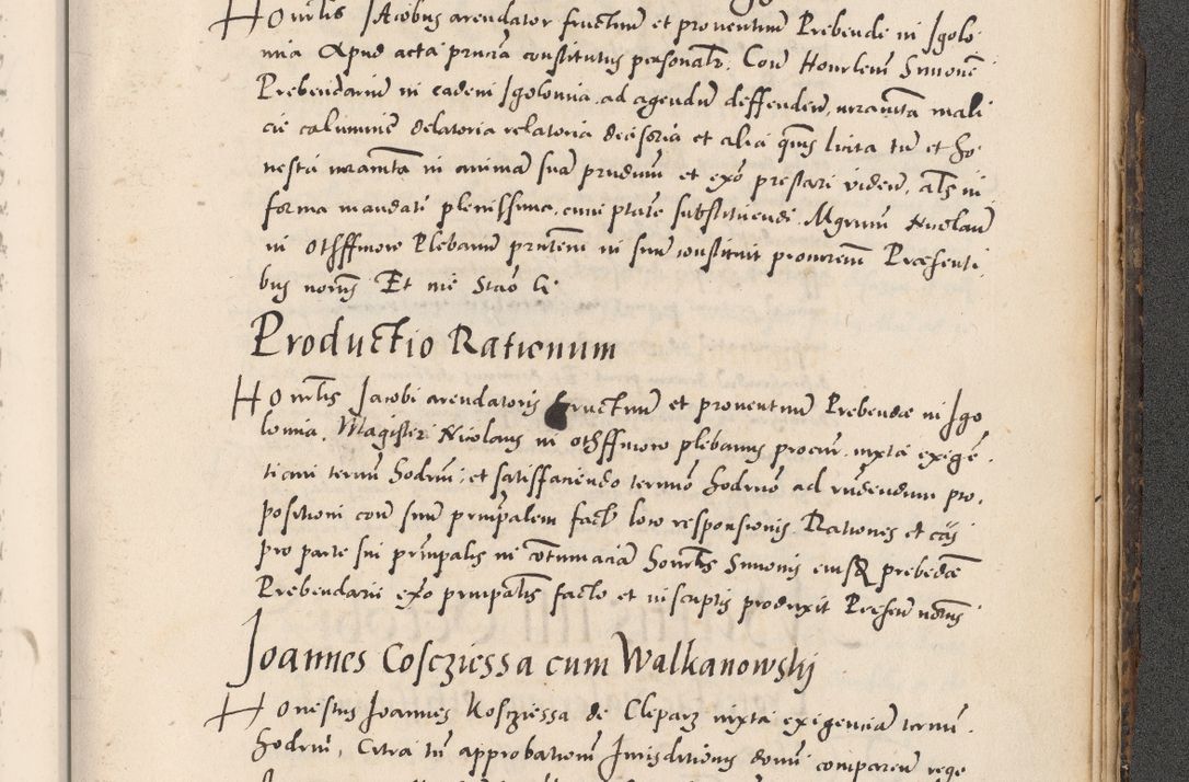 Zdjęcie nr 1085 dla obiektu archiwalnego: Acta actorum causarum, sentenciarum diffinitivarum quam interloquutiorum, decretorum, obligationum, quietationum et constitutionum procuratorum coram reverndo domino Petri Porembski preposito Ossviencimensi, canonico et officiali Cracoviensi generali ad annum Dimini 1556, inditione quatuor decima, pontificatus sanctissimi in Christo patris domini Pauli divina providencia pape IIII anno ispius.