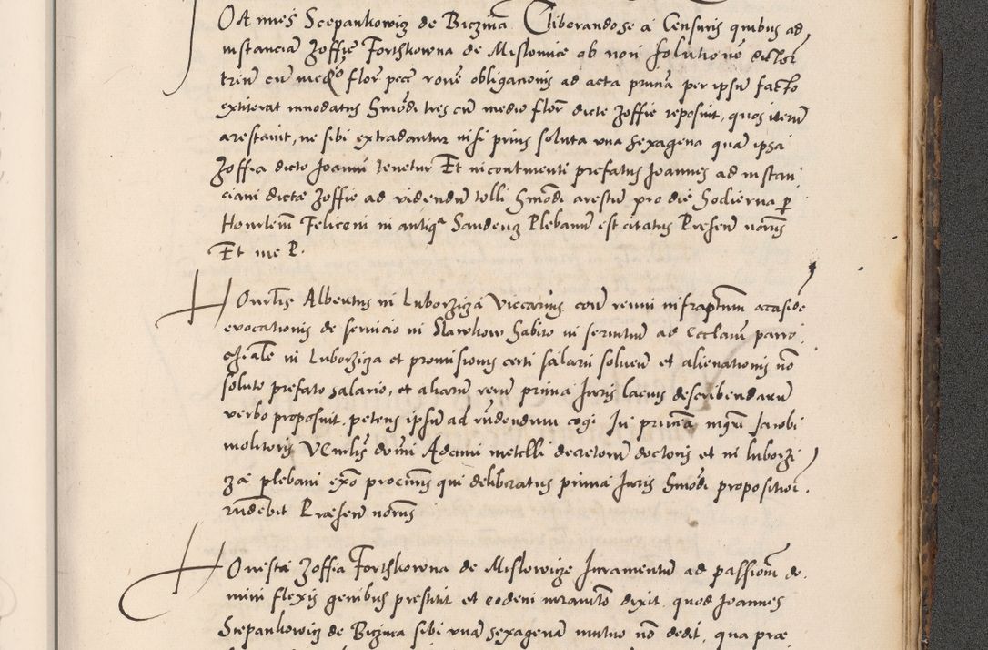 Zdjęcie nr 1079 dla obiektu archiwalnego: Acta actorum causarum, sentenciarum diffinitivarum quam interloquutiorum, decretorum, obligationum, quietationum et constitutionum procuratorum coram reverndo domino Petri Porembski preposito Ossviencimensi, canonico et officiali Cracoviensi generali ad annum Dimini 1556, inditione quatuor decima, pontificatus sanctissimi in Christo patris domini Pauli divina providencia pape IIII anno ispius.