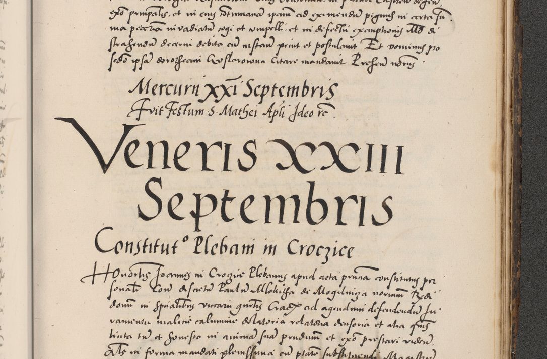 Zdjęcie nr 1075 dla obiektu archiwalnego: Acta actorum causarum, sentenciarum diffinitivarum quam interloquutiorum, decretorum, obligationum, quietationum et constitutionum procuratorum coram reverndo domino Petri Porembski preposito Ossviencimensi, canonico et officiali Cracoviensi generali ad annum Dimini 1556, inditione quatuor decima, pontificatus sanctissimi in Christo patris domini Pauli divina providencia pape IIII anno ispius.