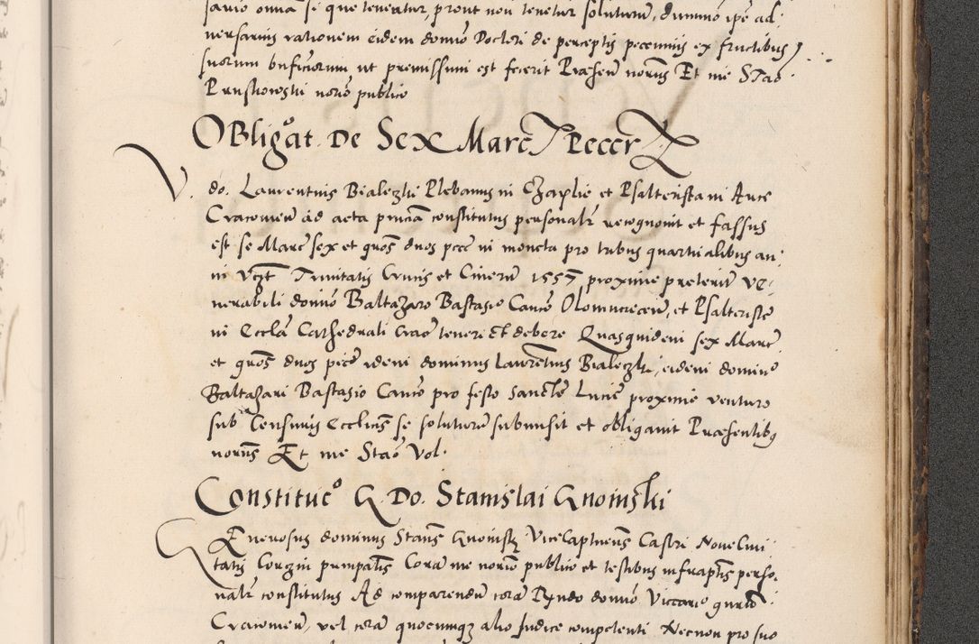 Zdjęcie nr 1061 dla obiektu archiwalnego: Acta actorum causarum, sentenciarum diffinitivarum quam interloquutiorum, decretorum, obligationum, quietationum et constitutionum procuratorum coram reverndo domino Petri Porembski preposito Ossviencimensi, canonico et officiali Cracoviensi generali ad annum Dimini 1556, inditione quatuor decima, pontificatus sanctissimi in Christo patris domini Pauli divina providencia pape IIII anno ispius.