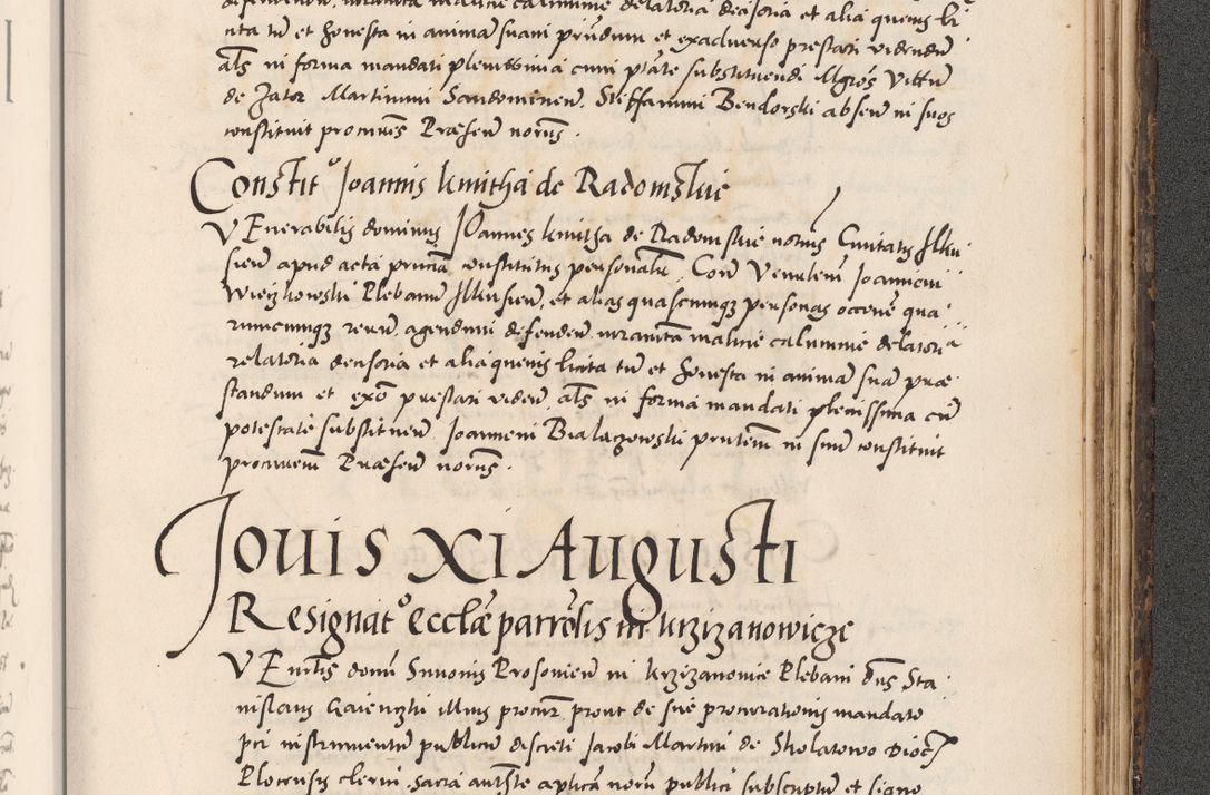 Zdjęcie nr 1049 dla obiektu archiwalnego: Acta actorum causarum, sentenciarum diffinitivarum quam interloquutiorum, decretorum, obligationum, quietationum et constitutionum procuratorum coram reverndo domino Petri Porembski preposito Ossviencimensi, canonico et officiali Cracoviensi generali ad annum Dimini 1556, inditione quatuor decima, pontificatus sanctissimi in Christo patris domini Pauli divina providencia pape IIII anno ispius.