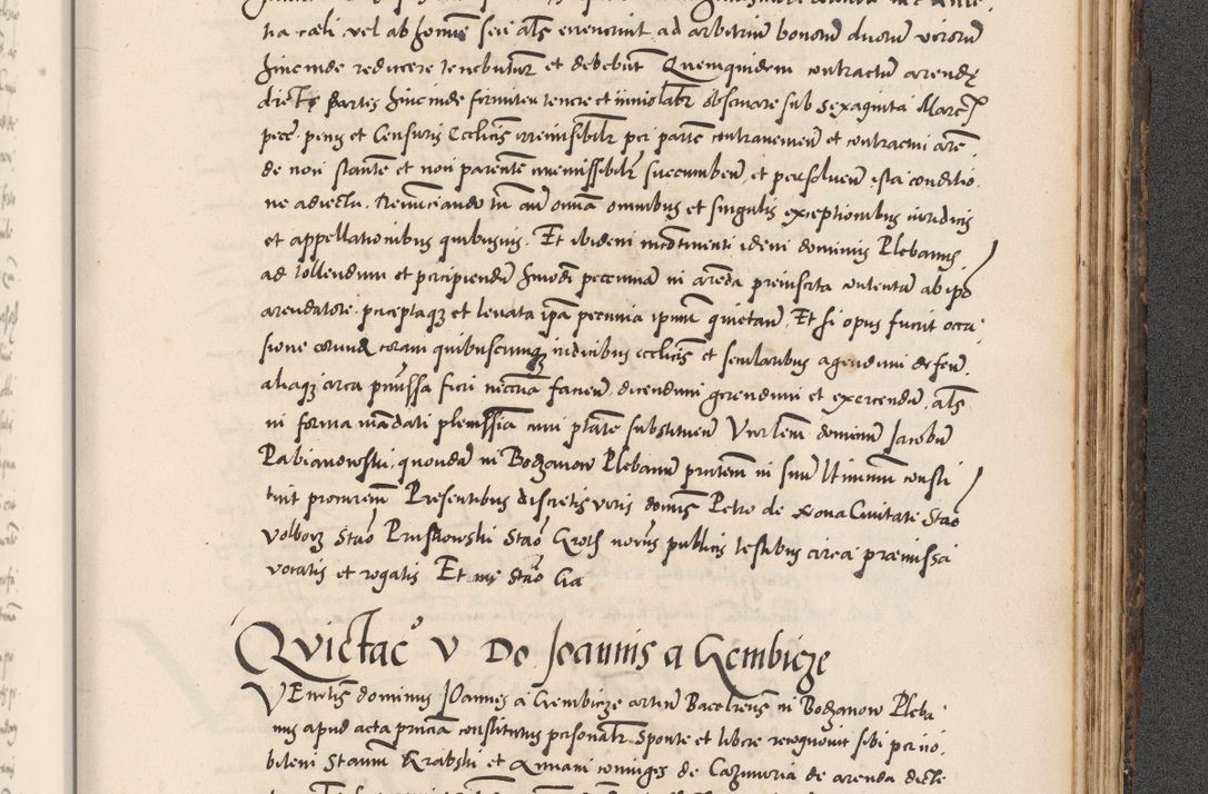 Zdjęcie nr 1043 dla obiektu archiwalnego: Acta actorum causarum, sentenciarum diffinitivarum quam interloquutiorum, decretorum, obligationum, quietationum et constitutionum procuratorum coram reverndo domino Petri Porembski preposito Ossviencimensi, canonico et officiali Cracoviensi generali ad annum Dimini 1556, inditione quatuor decima, pontificatus sanctissimi in Christo patris domini Pauli divina providencia pape IIII anno ispius.