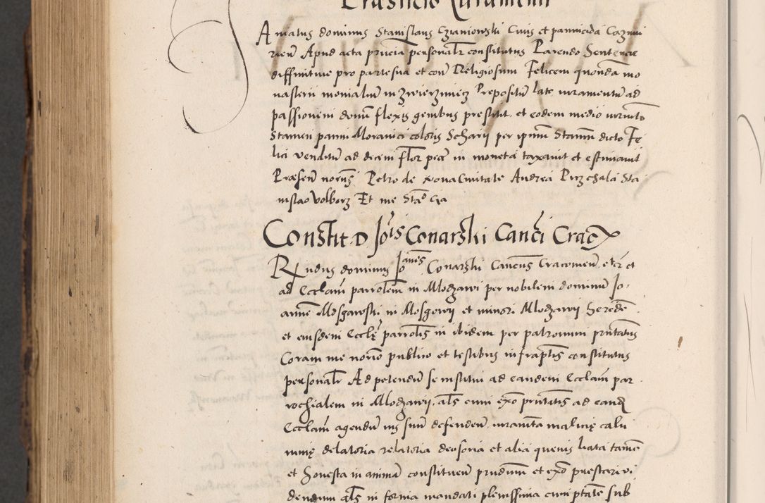 Zdjęcie nr 1038 dla obiektu archiwalnego: Acta actorum causarum, sentenciarum diffinitivarum quam interloquutiorum, decretorum, obligationum, quietationum et constitutionum procuratorum coram reverndo domino Petri Porembski preposito Ossviencimensi, canonico et officiali Cracoviensi generali ad annum Dimini 1556, inditione quatuor decima, pontificatus sanctissimi in Christo patris domini Pauli divina providencia pape IIII anno ispius.