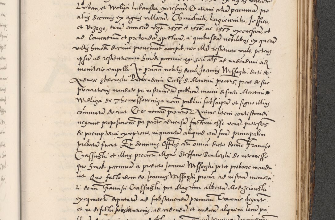 Zdjęcie nr 1017 dla obiektu archiwalnego: Acta actorum causarum, sentenciarum diffinitivarum quam interloquutiorum, decretorum, obligationum, quietationum et constitutionum procuratorum coram reverndo domino Petri Porembski preposito Ossviencimensi, canonico et officiali Cracoviensi generali ad annum Dimini 1556, inditione quatuor decima, pontificatus sanctissimi in Christo patris domini Pauli divina providencia pape IIII anno ispius.