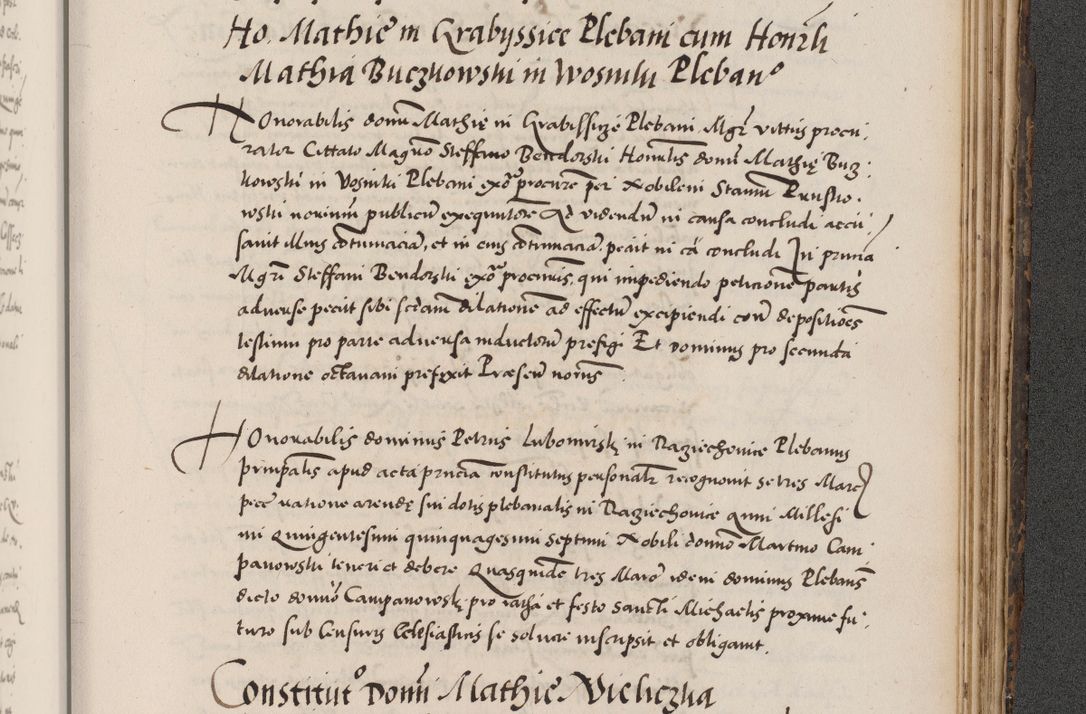 Zdjęcie nr 1007 dla obiektu archiwalnego: Acta actorum causarum, sentenciarum diffinitivarum quam interloquutiorum, decretorum, obligationum, quietationum et constitutionum procuratorum coram reverndo domino Petri Porembski preposito Ossviencimensi, canonico et officiali Cracoviensi generali ad annum Dimini 1556, inditione quatuor decima, pontificatus sanctissimi in Christo patris domini Pauli divina providencia pape IIII anno ispius.