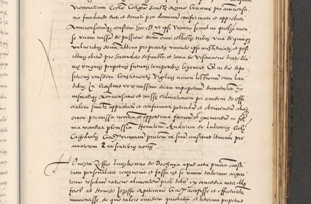 Zdjęcie nr 1005 dla obiektu archiwalnego: Acta actorum causarum, sentenciarum diffinitivarum quam interloquutiorum, decretorum, obligationum, quietationum et constitutionum procuratorum coram reverndo domino Petri Porembski preposito Ossviencimensi, canonico et officiali Cracoviensi generali ad annum Dimini 1556, inditione quatuor decima, pontificatus sanctissimi in Christo patris domini Pauli divina providencia pape IIII anno ispius.