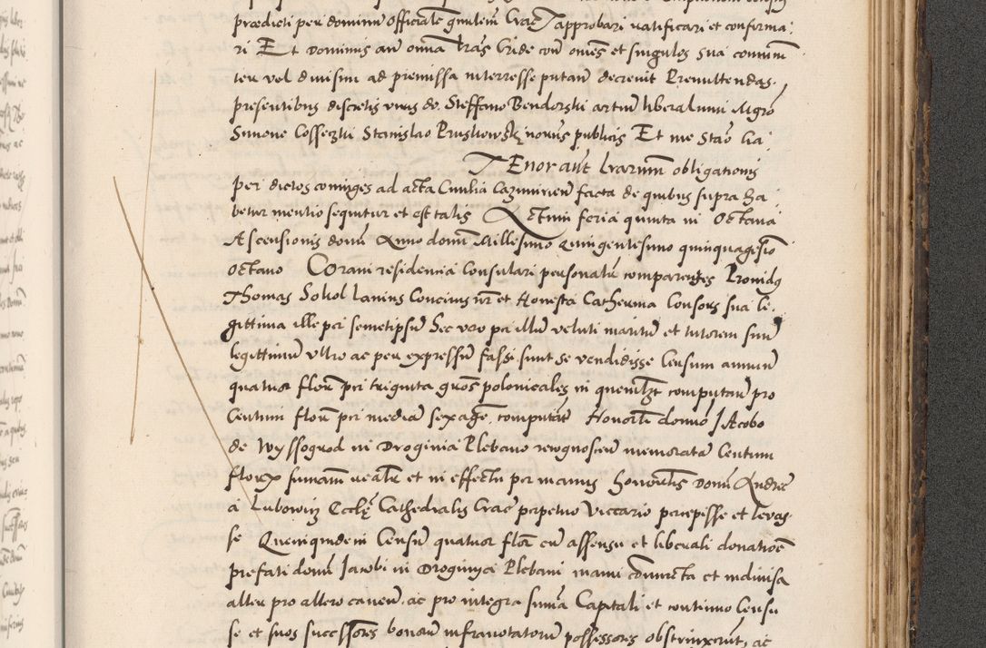 Zdjęcie nr 1003 dla obiektu archiwalnego: Acta actorum causarum, sentenciarum diffinitivarum quam interloquutiorum, decretorum, obligationum, quietationum et constitutionum procuratorum coram reverndo domino Petri Porembski preposito Ossviencimensi, canonico et officiali Cracoviensi generali ad annum Dimini 1556, inditione quatuor decima, pontificatus sanctissimi in Christo patris domini Pauli divina providencia pape IIII anno ispius.