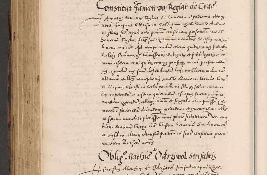 Zdjęcie nr 994 dla obiektu archiwalnego: Acta actorum causarum, sentenciarum diffinitivarum quam interloquutiorum, decretorum, obligationum, quietationum et constitutionum procuratorum coram reverndo domino Petri Porembski preposito Ossviencimensi, canonico et officiali Cracoviensi generali ad annum Dimini 1556, inditione quatuor decima, pontificatus sanctissimi in Christo patris domini Pauli divina providencia pape IIII anno ispius.