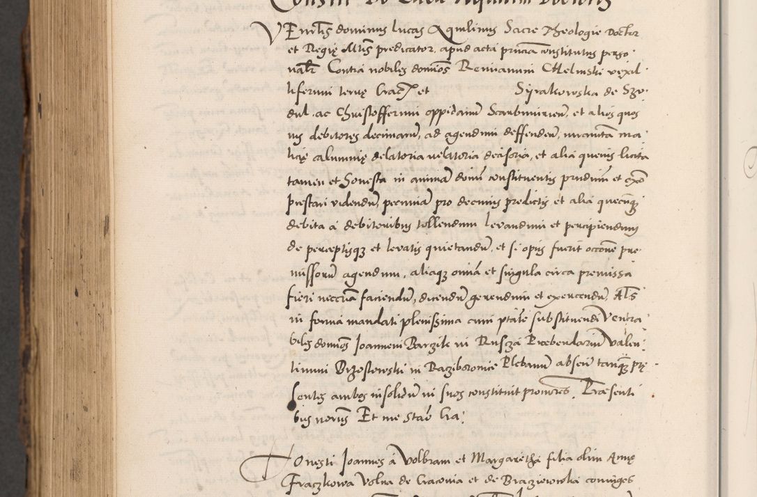 Zdjęcie nr 992 dla obiektu archiwalnego: Acta actorum causarum, sentenciarum diffinitivarum quam interloquutiorum, decretorum, obligationum, quietationum et constitutionum procuratorum coram reverndo domino Petri Porembski preposito Ossviencimensi, canonico et officiali Cracoviensi generali ad annum Dimini 1556, inditione quatuor decima, pontificatus sanctissimi in Christo patris domini Pauli divina providencia pape IIII anno ispius.