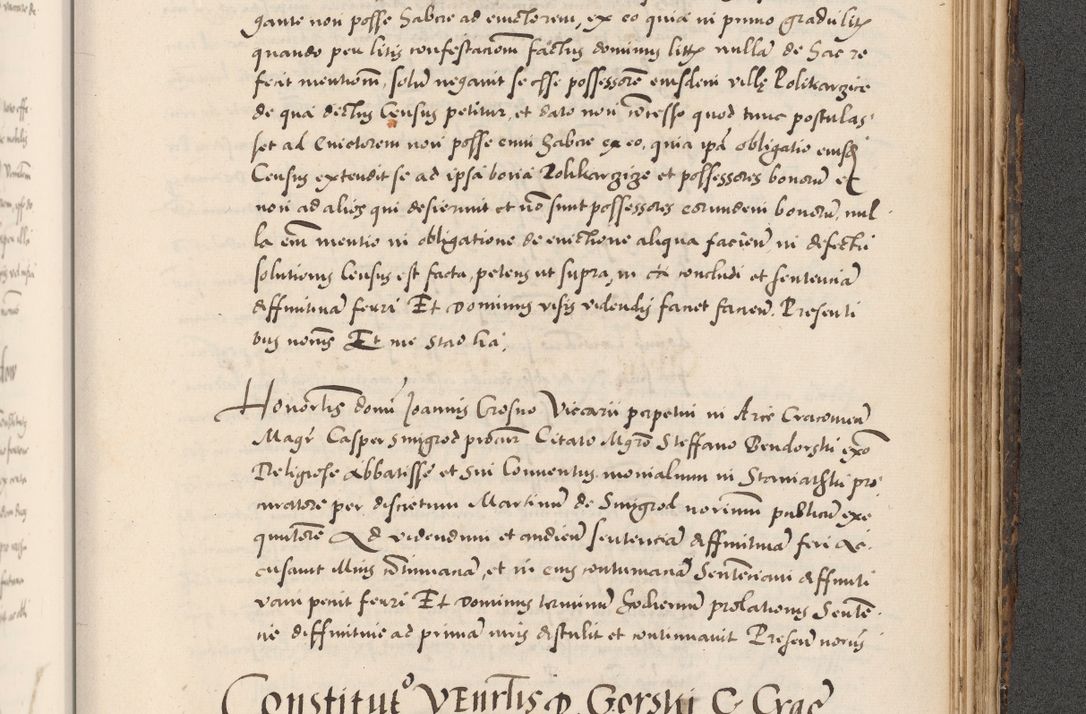 Zdjęcie nr 989 dla obiektu archiwalnego: Acta actorum causarum, sentenciarum diffinitivarum quam interloquutiorum, decretorum, obligationum, quietationum et constitutionum procuratorum coram reverndo domino Petri Porembski preposito Ossviencimensi, canonico et officiali Cracoviensi generali ad annum Dimini 1556, inditione quatuor decima, pontificatus sanctissimi in Christo patris domini Pauli divina providencia pape IIII anno ispius.