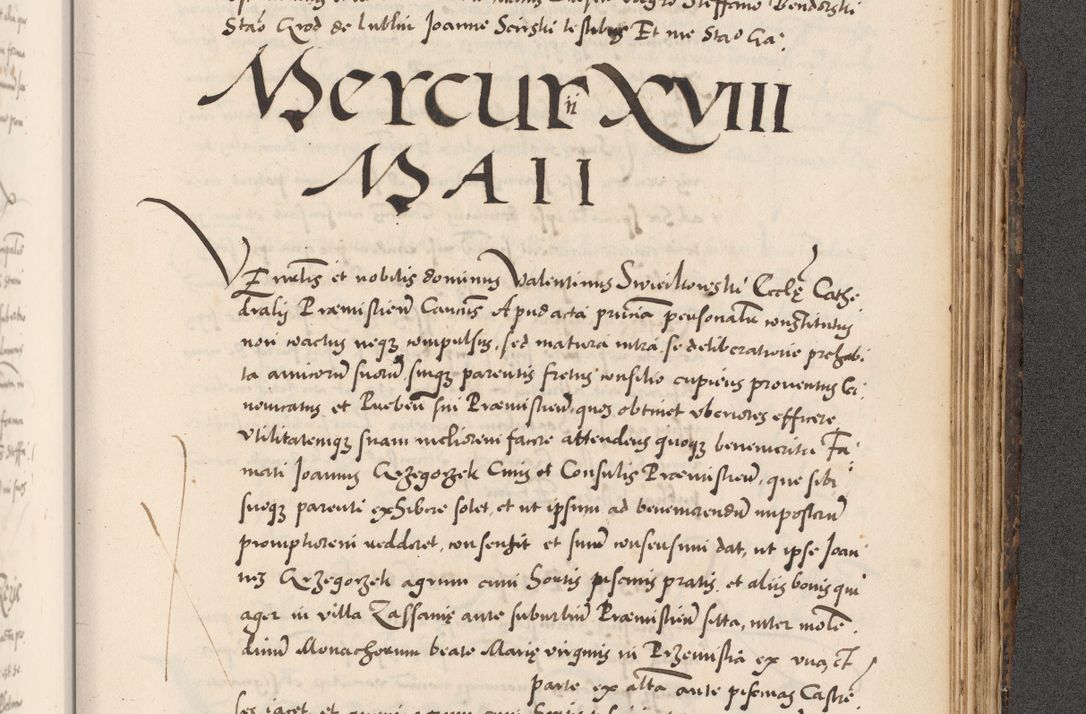 Zdjęcie nr 985 dla obiektu archiwalnego: Acta actorum causarum, sentenciarum diffinitivarum quam interloquutiorum, decretorum, obligationum, quietationum et constitutionum procuratorum coram reverndo domino Petri Porembski preposito Ossviencimensi, canonico et officiali Cracoviensi generali ad annum Dimini 1556, inditione quatuor decima, pontificatus sanctissimi in Christo patris domini Pauli divina providencia pape IIII anno ispius.
