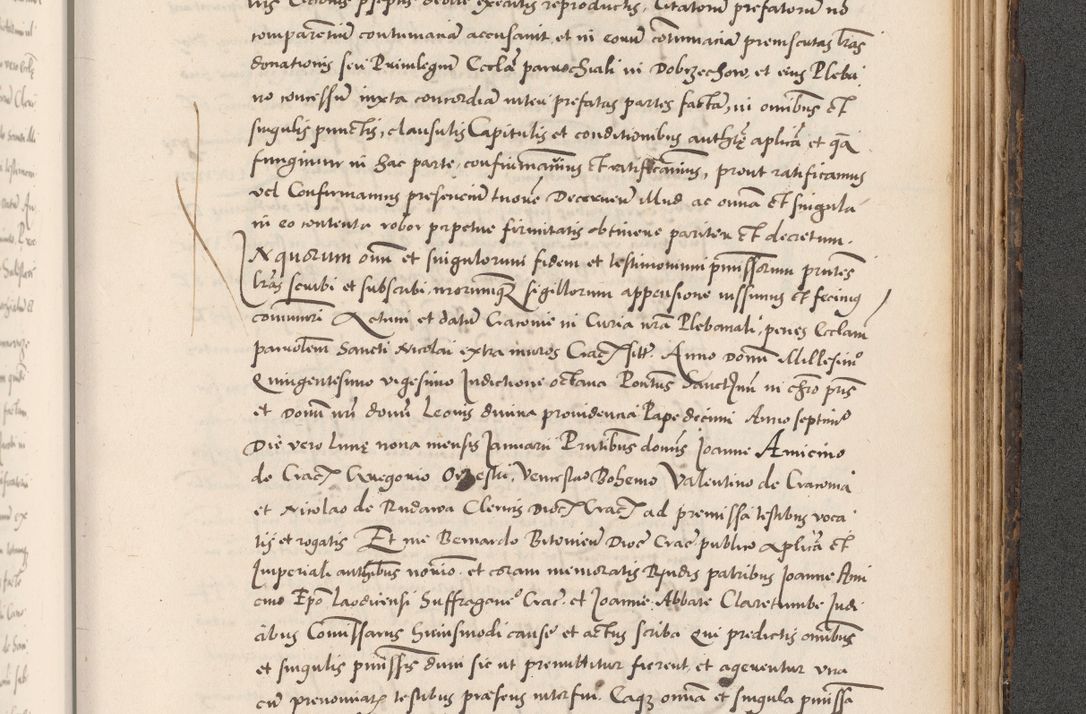 Zdjęcie nr 979 dla obiektu archiwalnego: Acta actorum causarum, sentenciarum diffinitivarum quam interloquutiorum, decretorum, obligationum, quietationum et constitutionum procuratorum coram reverndo domino Petri Porembski preposito Ossviencimensi, canonico et officiali Cracoviensi generali ad annum Dimini 1556, inditione quatuor decima, pontificatus sanctissimi in Christo patris domini Pauli divina providencia pape IIII anno ispius.